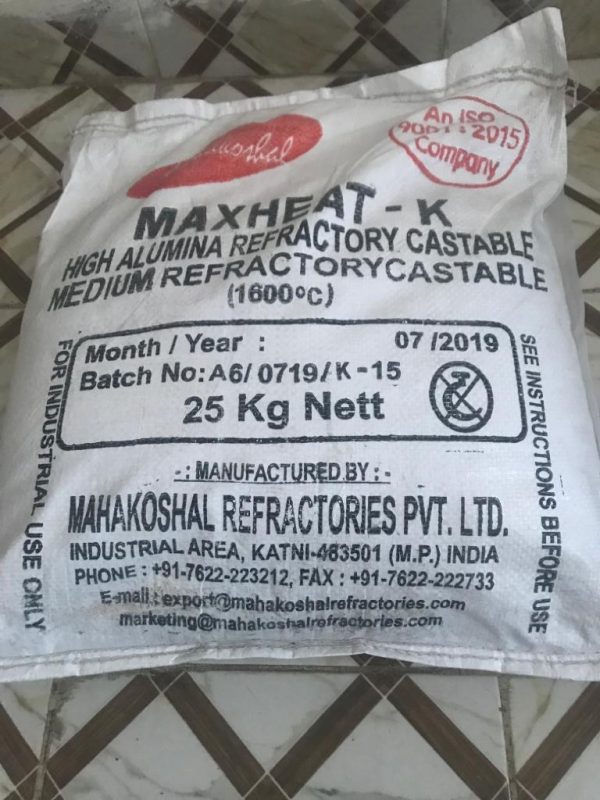 High Alumina Refractory Castable Cement Maxheat K (1600 degrees) in Nairobi Kenya