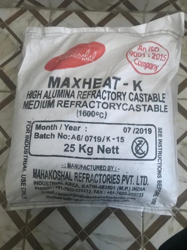 High Alumina Refractory Castable Cement Maxheat K (1600 degrees) in Nairobi Kenya